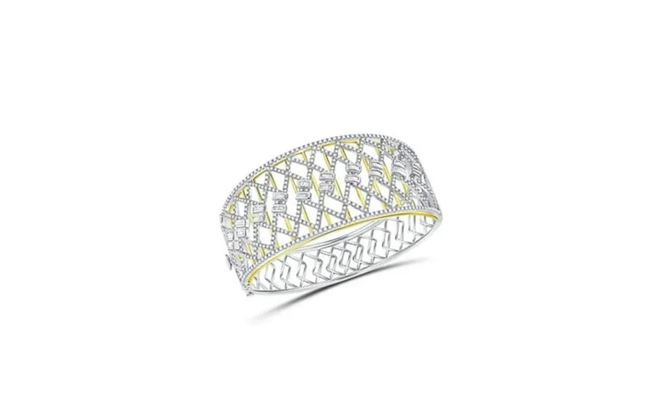 Diamond Princess 14kt Two-tone Gold Womens Round Diamond Cocktail Bangle Bracelet 4-5 8 Cttw