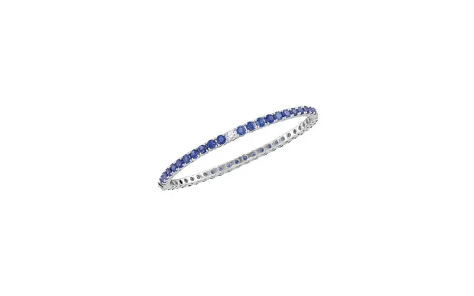 Diamond Princess 18kt White Gold Womens Round Blue Sapphire Bangle Bracelet 9 Cttw