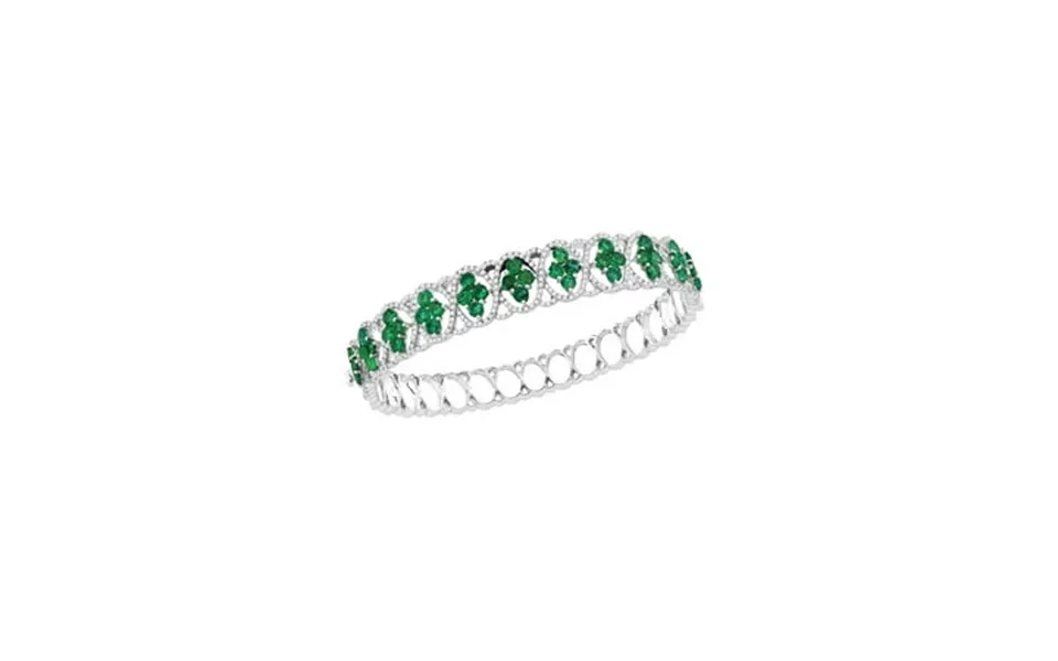Diamond Princess 18kt White Gold Womens Round Emerald Diamond Bangle Bracelet 1-3 8 Cttw