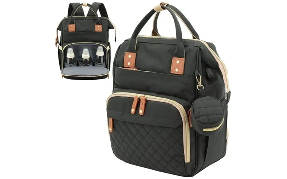 Diaper Bag Backpack 3 In 1 Waterproof Travel Diaper Backpack Baby Changing Bags With Stroller Straps Unisex Black