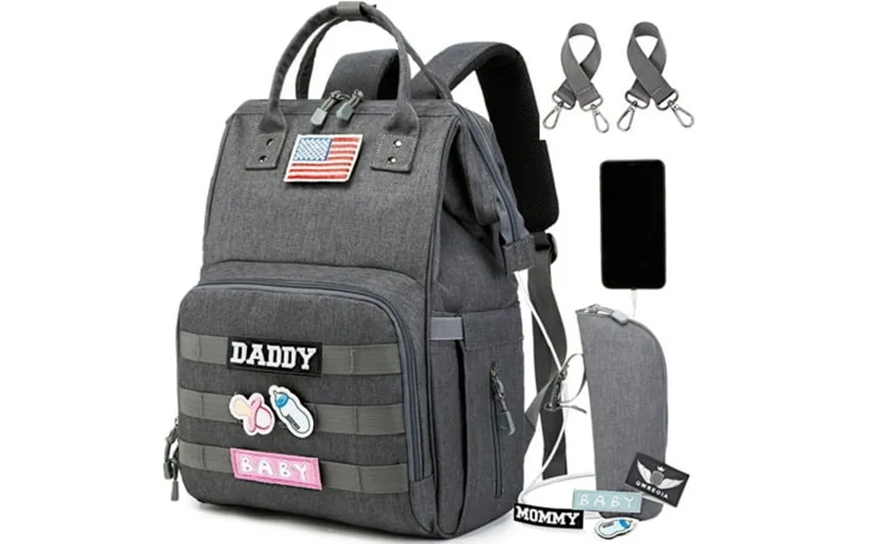 Diaper Bag Backpack For Dad And Mom With Usb Charging Port Stroller Straps And Insulated Pocket Army Military Travel Nap