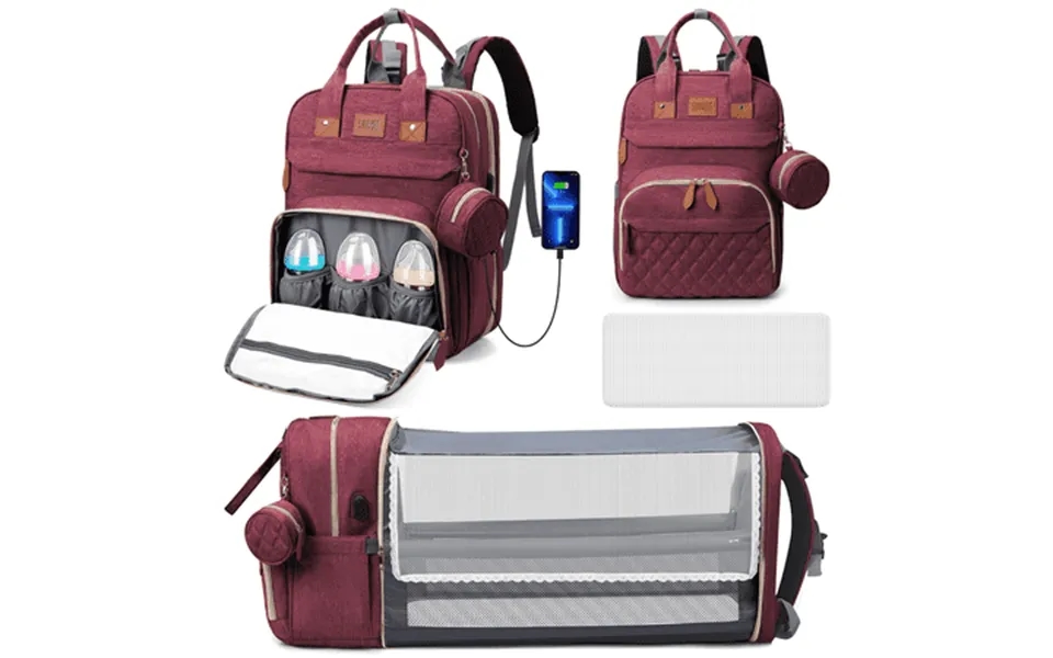 Diaper Bag Backpack Portable Baby Bag With Changing Station Large Capacity Baby Diaper Bags W Usb Charging Port & Insula