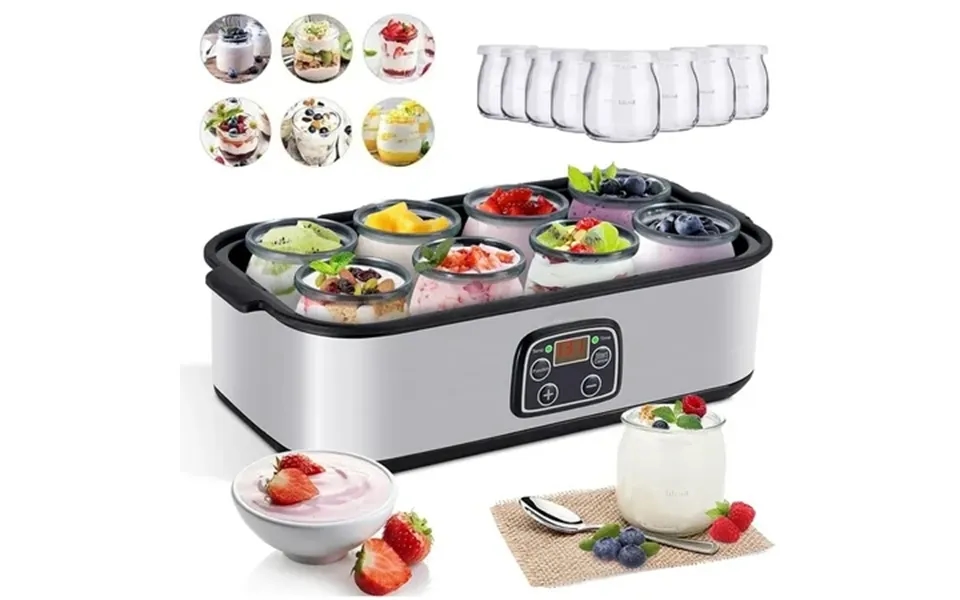 Diceevil Probiotic Yogurt Maker With 8 Glass Jars Stainless Steel Yogurt Machine With Adjustable Time & Temp Control 140