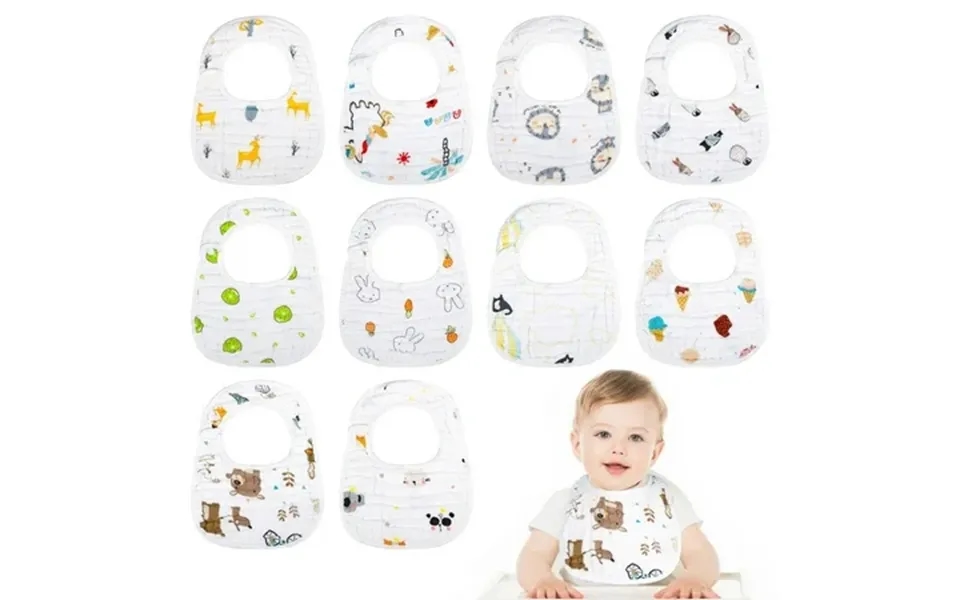 Disen 10 Packs Baby Bibs For Boys Muslin Drool Bibs Teething Bibs For Toddlers Cotton Cloth Infant Bibs Soft And Absorbe