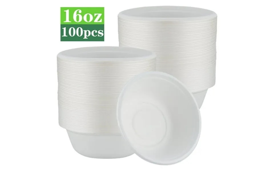 Disen 100 Pack 16 Oz Disposable Paper Bowls 100% Compostable Heavy-duty Natural Biodegradable Bagasse Eco-friendly Sugar