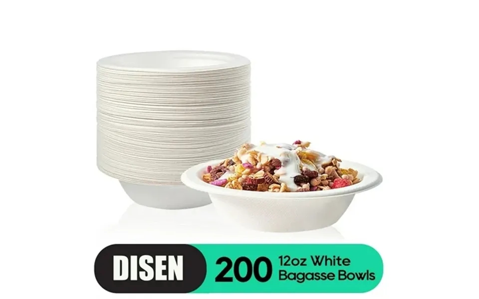 Disen Compostable Disposable Paper Bowls 12 Oz 200 Pack