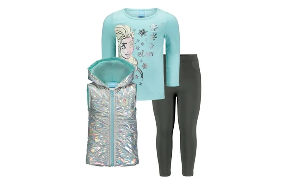 Disney Frozen Elsa Little Girls Zip Up Vest T-shirt And Leggings 3 Piece Outfit Set Toddler To Big Kid