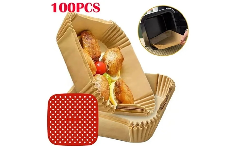 Disposable Air Fryer Parchment Paper Liner Non-stick Square Paper Tray -100pcs