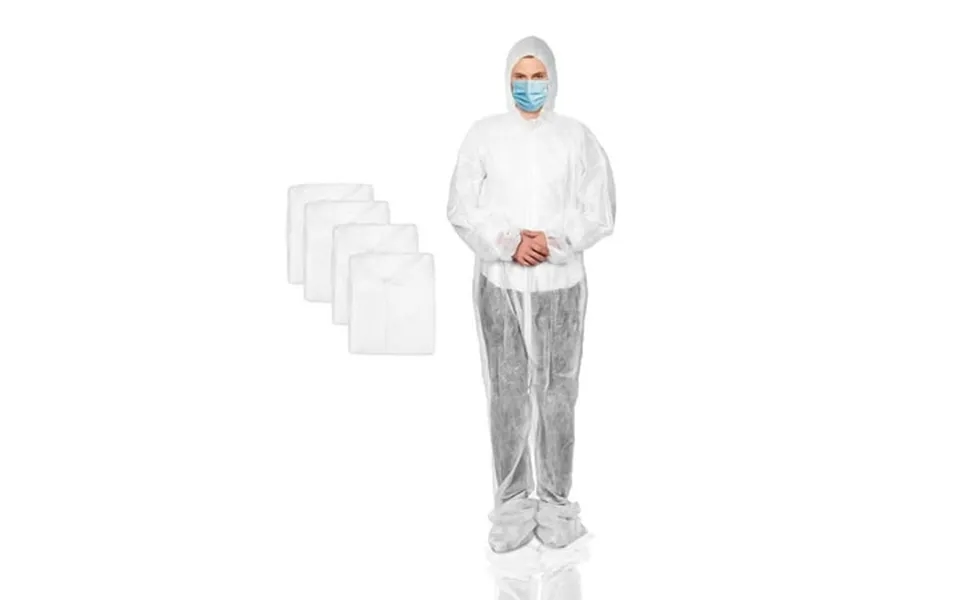 Disposable Coveralls With Hood Boots And Zipper Front Entry L Size