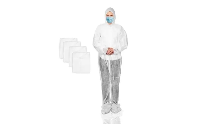 Disposable Coveralls With Hood Boots And Zipper Front Entry L Size product image