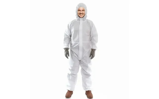 Disposable Coveralls With Hood X-large. Pack Of 25 White Microporous Lab Coveralls Disposable product image