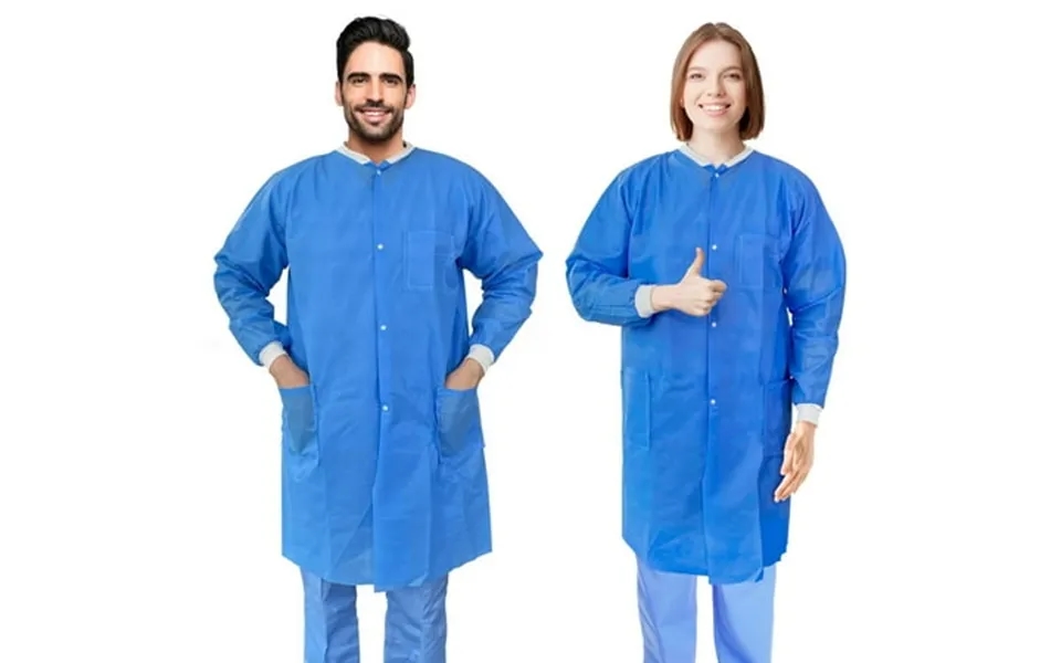 Disposable Lab Coats For Adults 4x-large. Pack Of 30 Blue Sms Knee Length Lab Coat Disposable