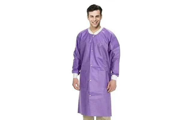 Disposable Lab Coats For Adults Small. Pack Of 10 Purple Sms Knee Length Lab Coat Disposable product image