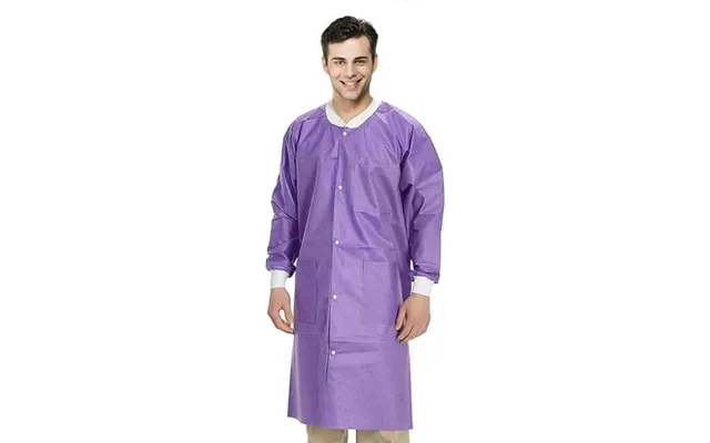 Disposable Lab Coats For Adults Small. Pack Of 50 Purple Sms Knee Length Lab Coat Disposable product image