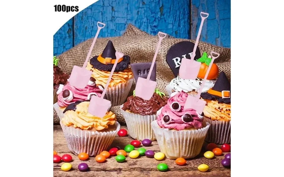 Disposable Plastic Dessert Spoons - Halloween Mini Shovel Design 100-pack For Pudding Cake Ice Cream Serving
