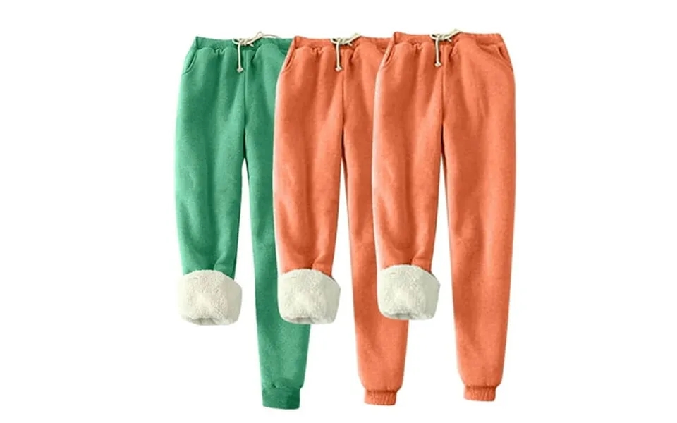 Diufon Womens 3 Pack Fleece Sweatpants Elastic High Waist Pants Warm Fuzzy Cinch Bottom Pants