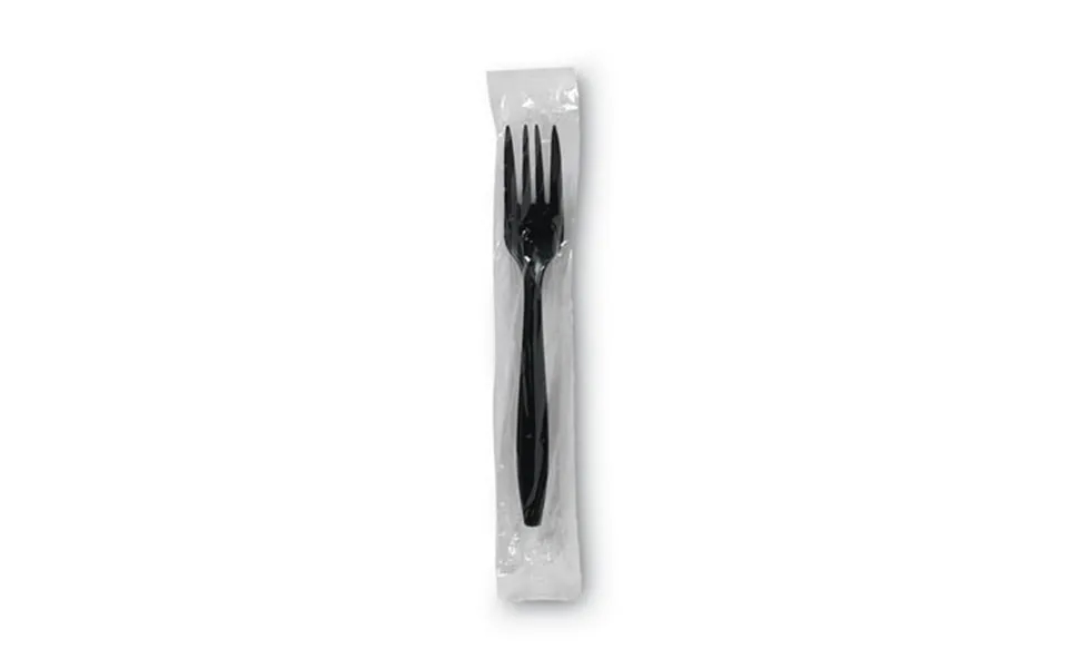Dixie Individually Wrapped Heavyweight Utensils Fork Plastic Black 1000 Carton Pfh53c