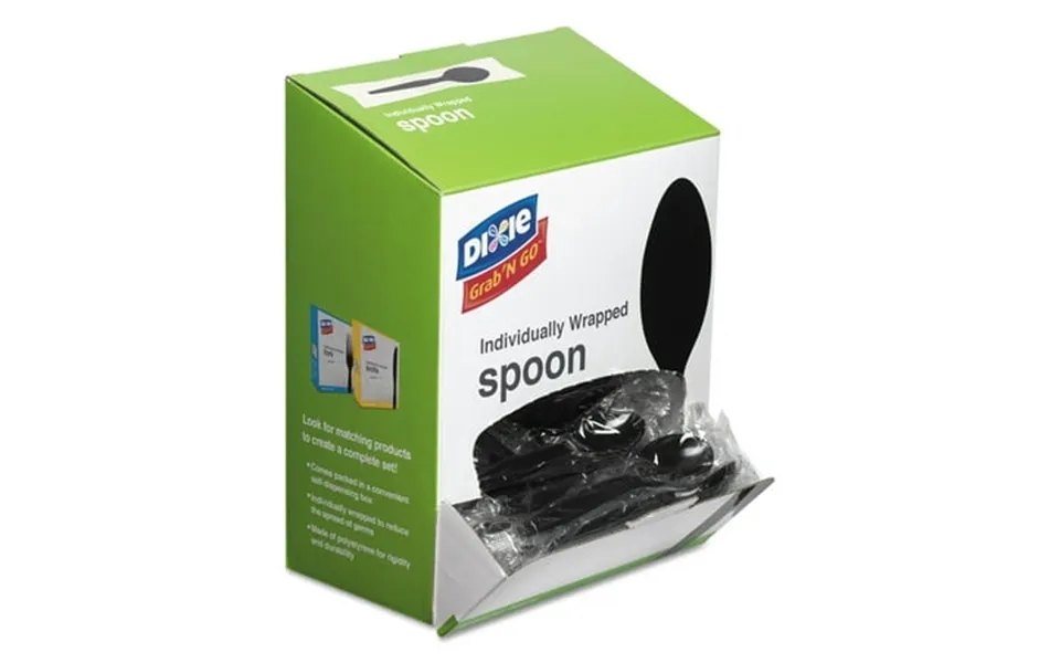 Dixie Tm5w540 6-box Carton 90-piece Box Grab N Go Wrapped Teaspoons - Black