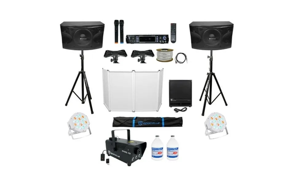 Dj Package W 2 12 1600w Speakers Sub Amp Facade Fogger Lights Stands Cables Rockville R14gsbr100 Red Blk 14 Gauge 100 Ft