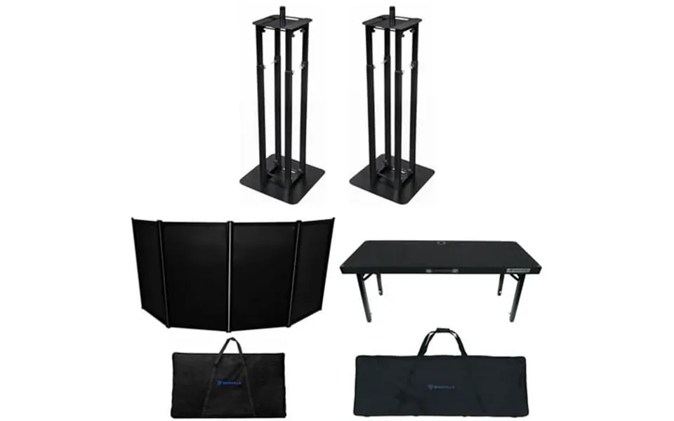 Dj Package W Black Facade Booth Bag 2 Totem Stands Foldable Adjustable Dj Table
