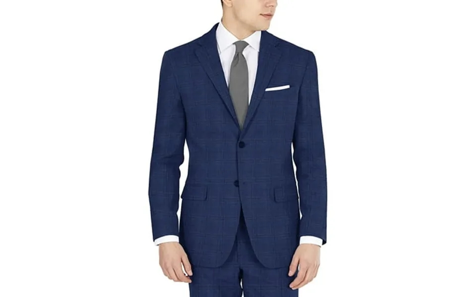 Dkny Mens Modern Fit High Performance Suit Separates 38 Blue Plaid