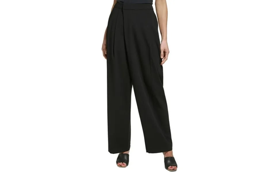 Dkny Womens Petites High-rise Draped Wide Leg Pants