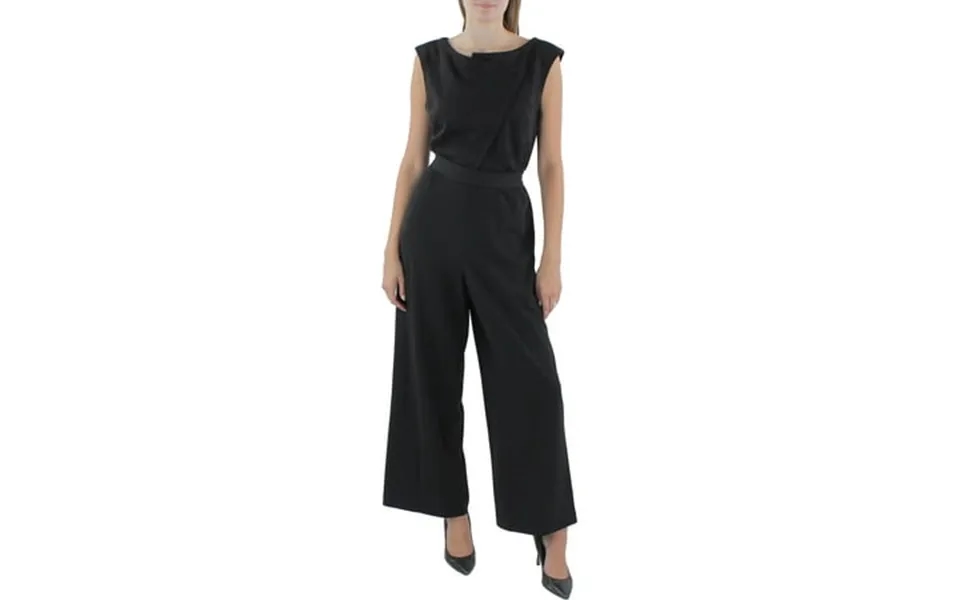 Dkny Womens Sleeveless Mixed Media Jumpsuit