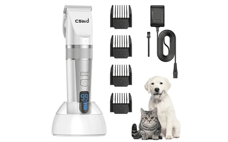 Dog Clippers For Thick Heavy Coats Low Noise Rechargeable Cordless Pet Shaver With Stainless Steel Blade Waterproof Dog