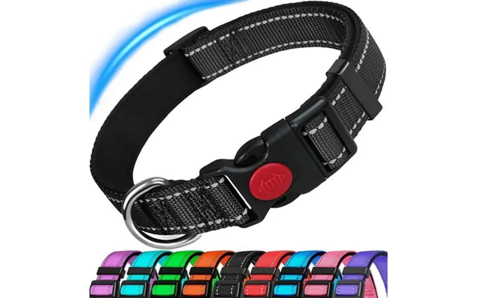 Dog Collar Reflective Adjustable Basic Dog And Cat Collar With Soft Neoprene Padding Durable Nylon Pet Collars For Puppy