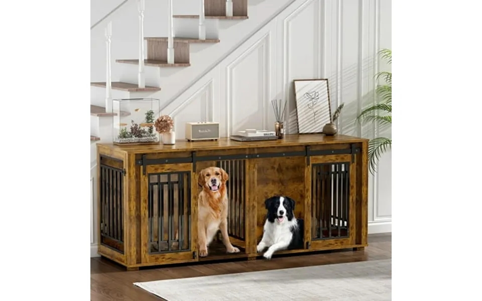 Dog Crate Furniture For 2 Dogs 71 Large Dog Kennel Furniture Steel Frame Double Dog Crate