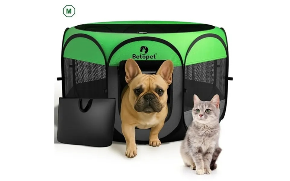 Dog Playpen Portable Pet Cat Dog Tent Crates Cage Indoor Outdoor 600d Oxford Fabric Green Portable Cat M