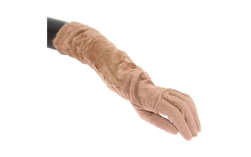 Dolce Gabbana Beige Suede Xiangao Fur Elbow Gloves