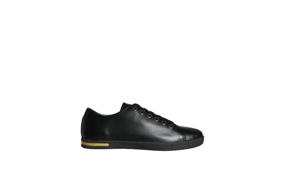 Dolce & Gabbana Black Gold Leather Classic Sneakers Shoes