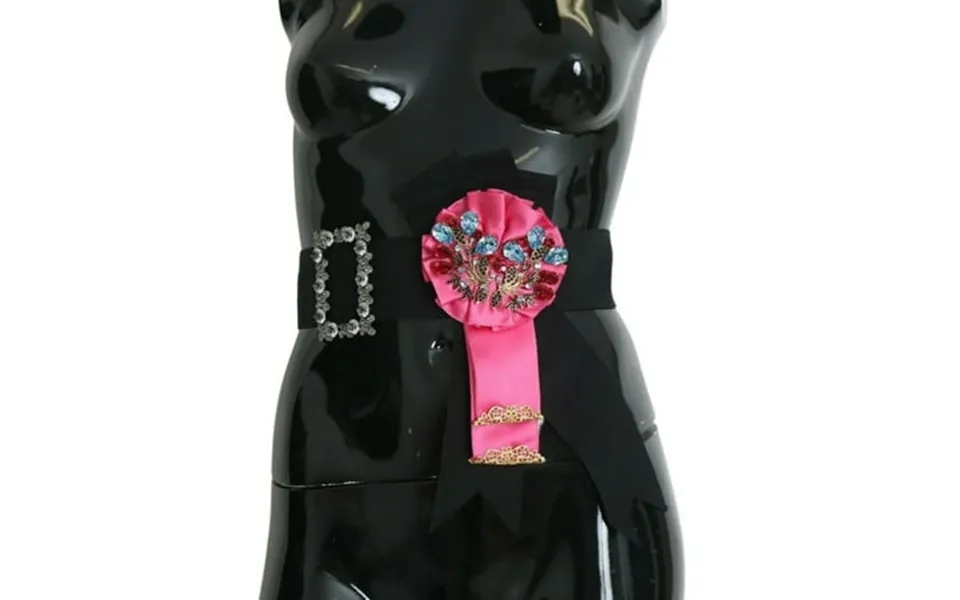 Dolce Gabbana Elegant Floral Crystal Ribbon Waist Belt