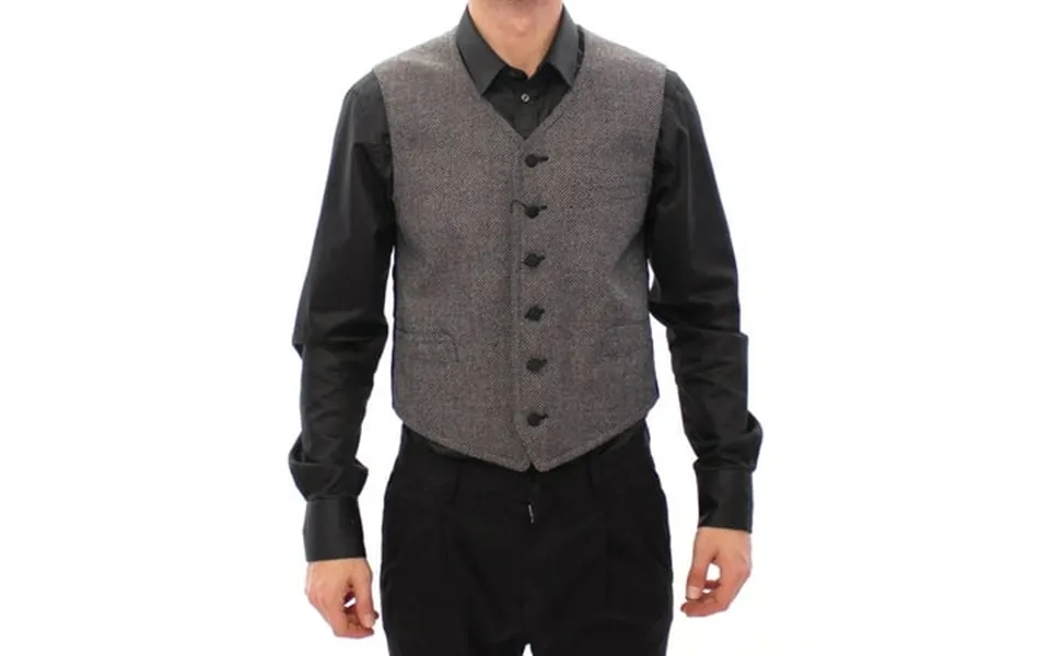 Dolce & Gabbana Gray Cotton Blend Logo Vest Gilet Weste