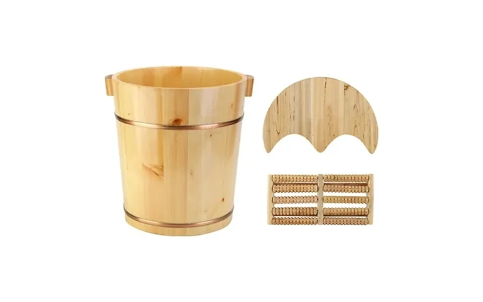Dolity Basin Tub Household Foot Bath Handmade Barrel Thicken Foot Bucket With Beads A