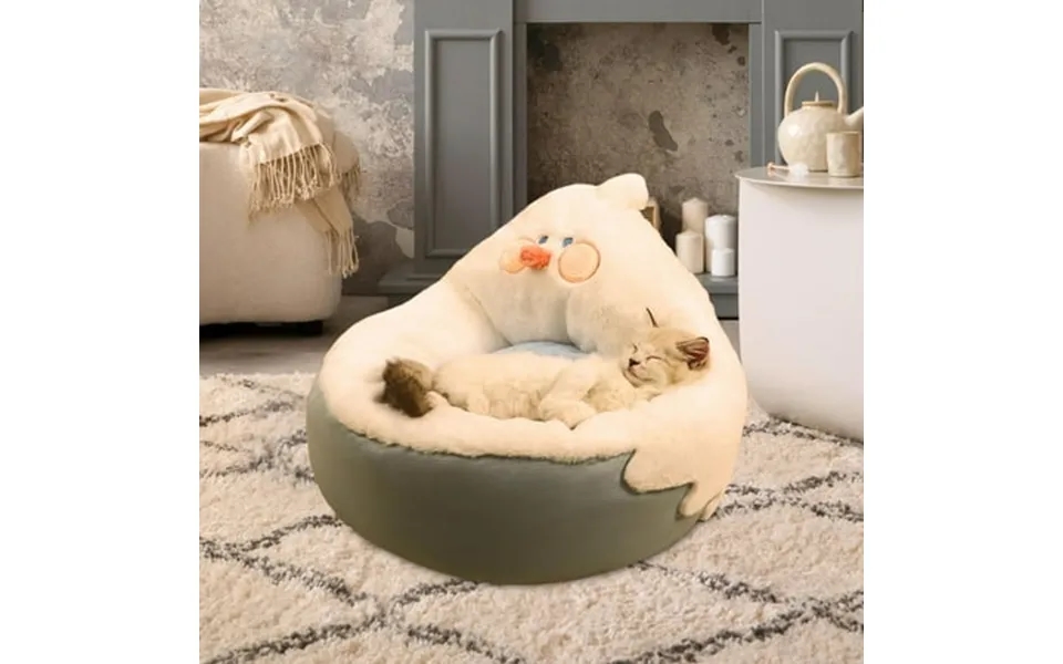Dolity Cat Bed Lightweight Cushion Cartoon Chicken Cuddling Nest For Dog Puppy Cats Beige White