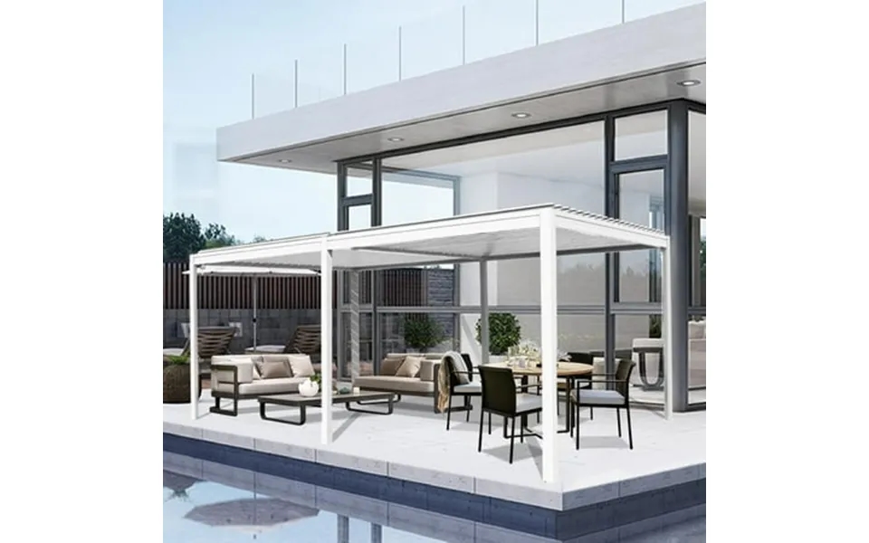 Domi Outdoor Living Louvered Pergola 10x20ft Aluminum Pergola With Adjustable Roof Aluminum Frame Efficient Drainage Sys