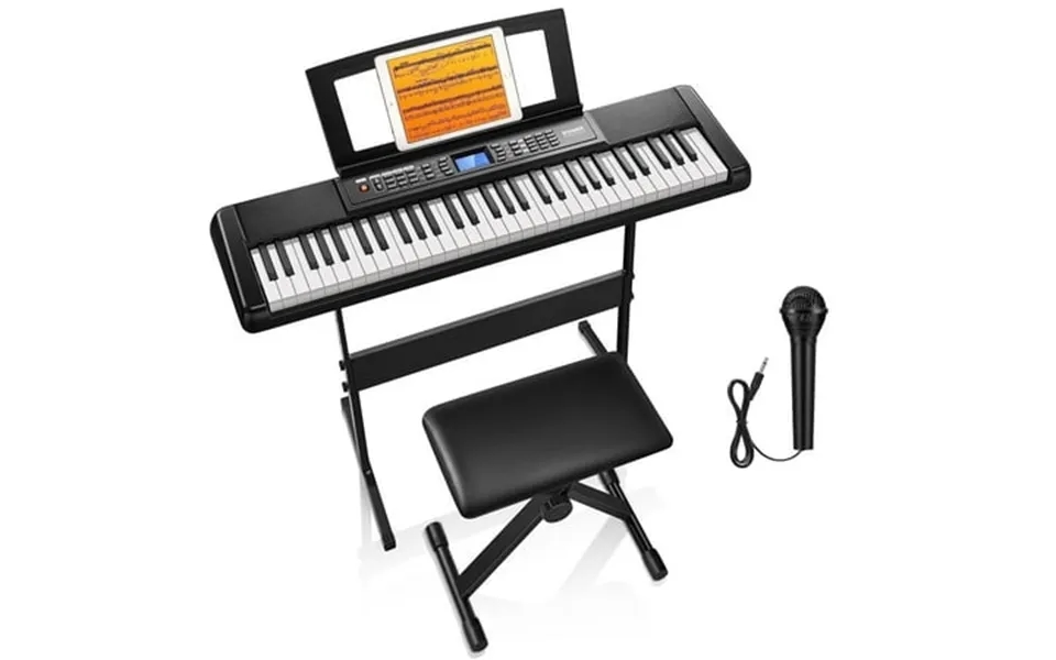 Donner Dek-200 61-key Piano Full-size Electronic Keyboard Set Auto Accompaniment Metronome Includes 300 Tones With Stand