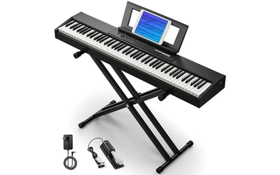 Donner Portable Digital Piano 88-key Synth Action Keyboard With X Stand Pedal Auto-accompaniment For Beginner 128 Tones