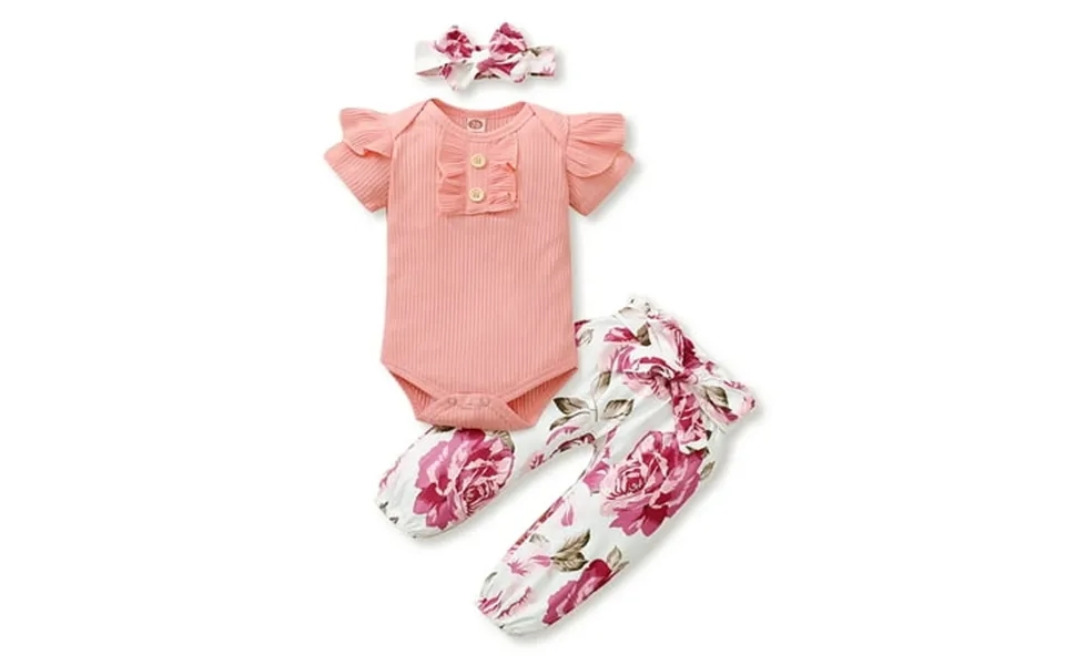 Dooleck Baby Clothes Ribbed Bodysuit Jogger Pants Female Infant Outfit Sleepwear