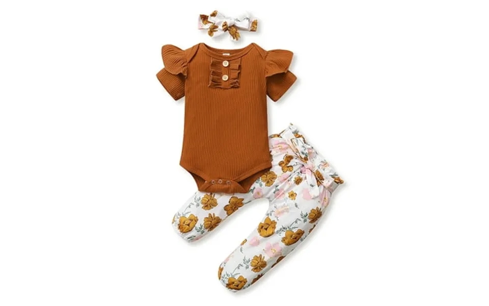 Dooleck Baby Clothes Ribbed Bodysuit Jogger Pants Female Infant Outfit Sleepwear