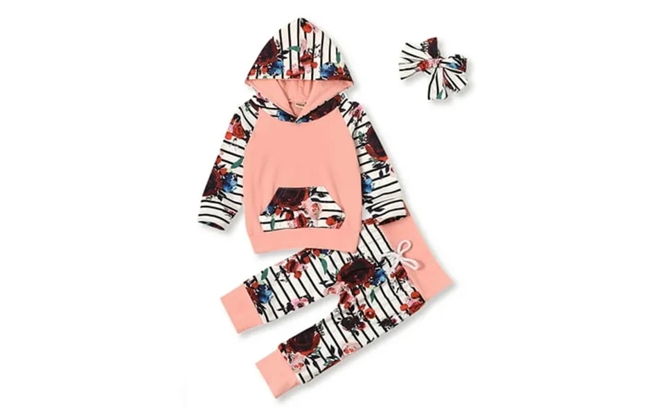 Dooleck Infant Baby Clothes Pocket Hoodie Floral Halen Pant Outfit Set Streetwear