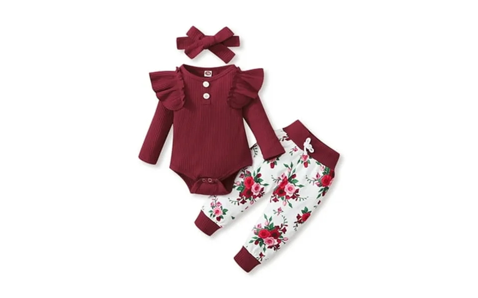 Dooleck Infant Ribbed Clothes Ruffle Bodysuit Leopard Halen Pant Outfit Streetwear