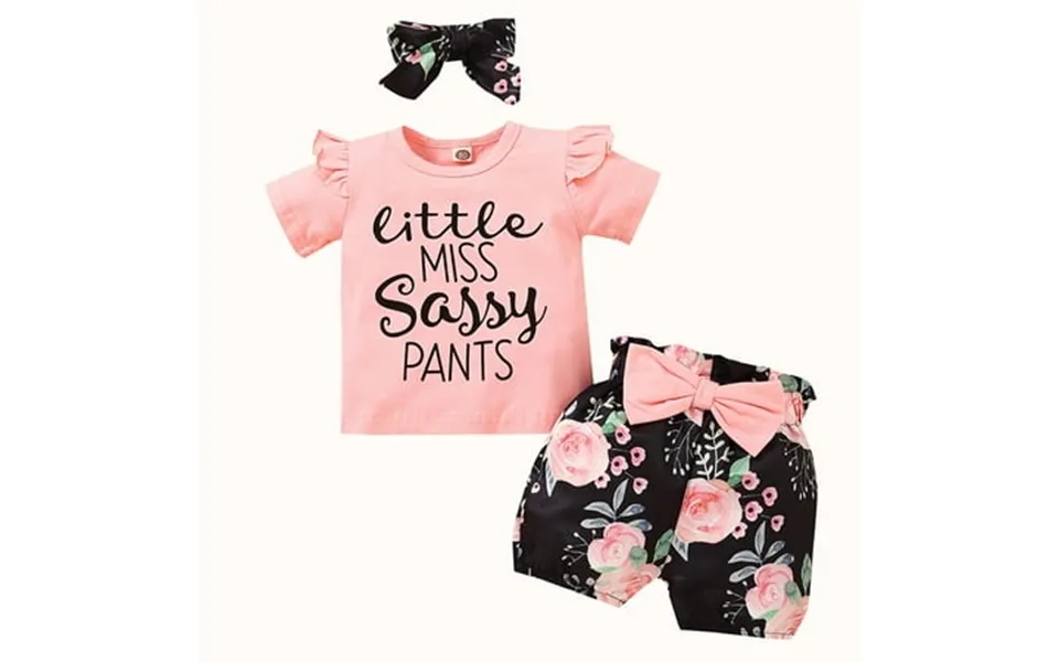 Dooleck Little Miss Sassy Pants Outfit Toddler Girl Clothes Floral Shorts Pants Headband