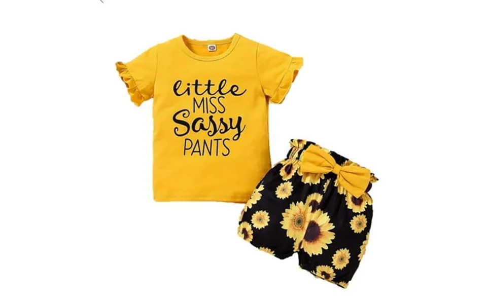 Dooleck Little Miss Sassy Pants Outfit Toddler Girl Ruffle Shirt Floral Shorts Clothes