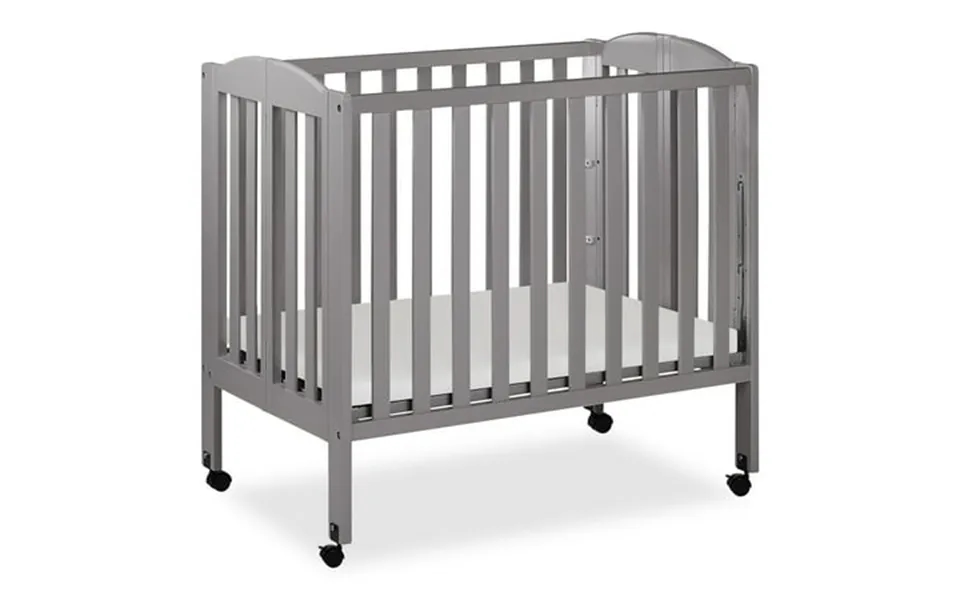 Dream On Me 3 In 1 Portable Folding Stationary Side Crib In Steel Grey Greenguard Gold Certified Safety Wheels With Lock