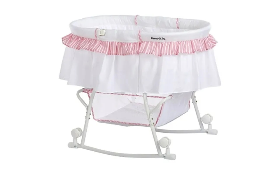 Dream On Me Lacy Portable 2-in-1 Bassinet & Cradle In Pink And White Lightweight Baby Bassinet