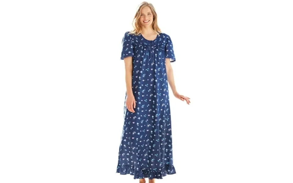 Dreams & Co. Plus Size Long Floral Print Cotton Gown
