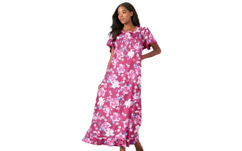 Dreams & Co. Women S Plus Size Long Floral Print Cotton Gown